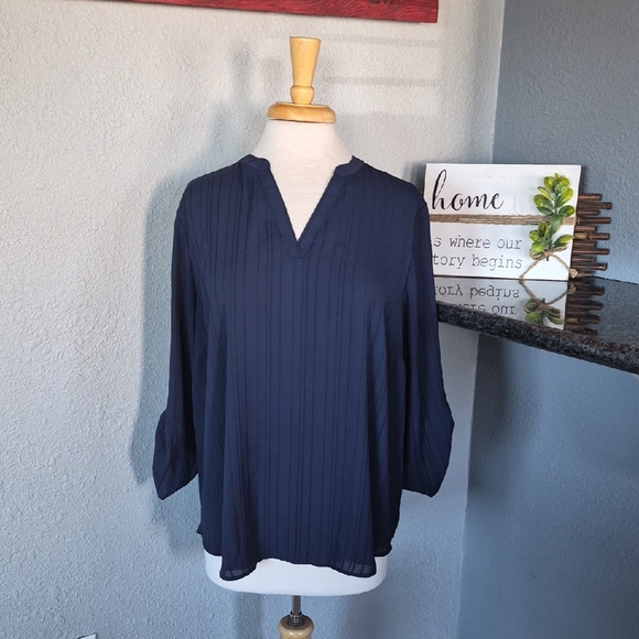 Maurice's Navy 3/4 Sleeve Blouse | Size 1X - Picture 1 of 7